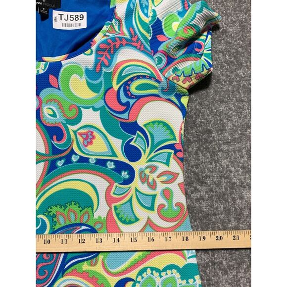 Ronni‎ Nicole T-Shirt Dress Women Size 8 Multicolor Paisley Stretch Textured - Picture 11 of 13